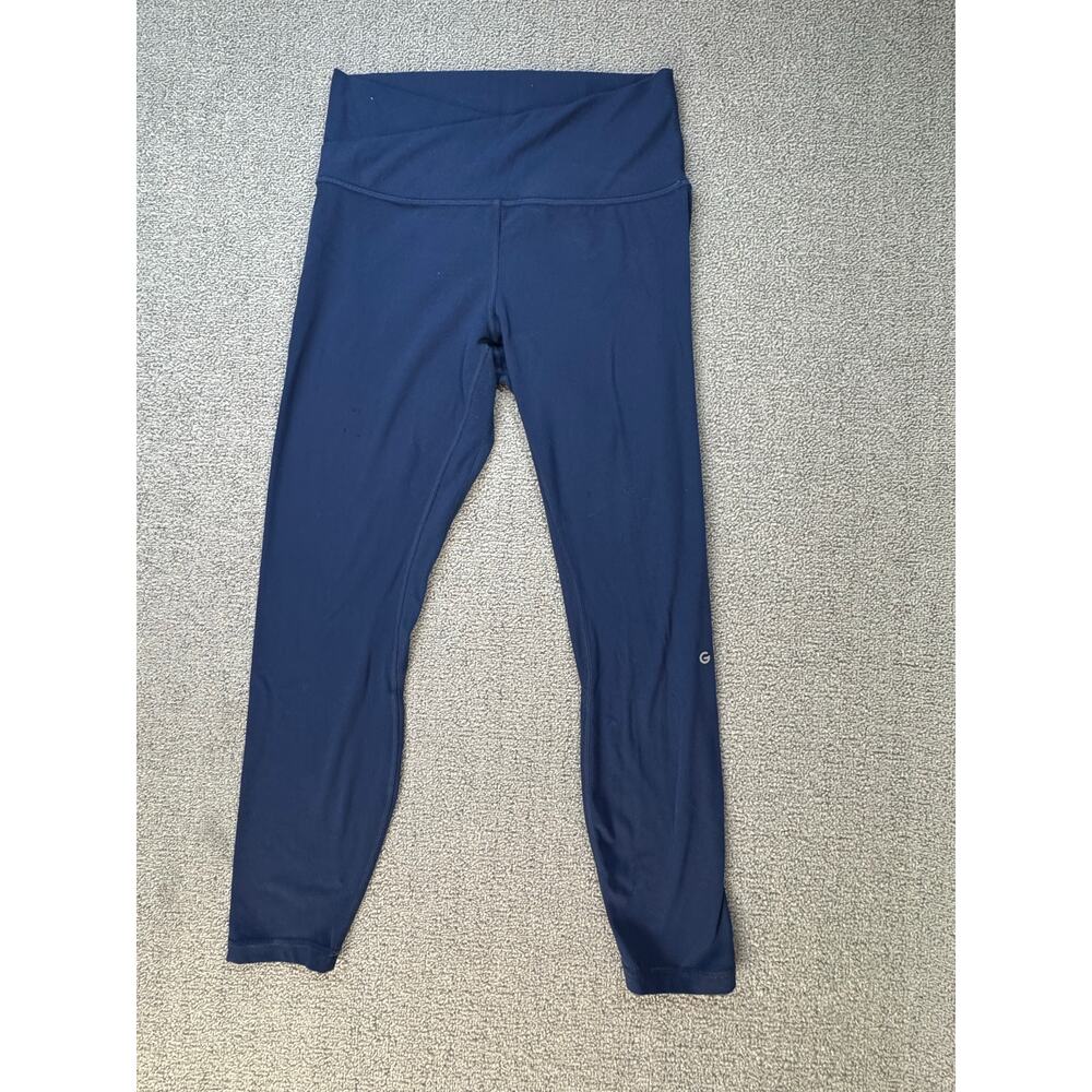 Activewear Leggings Criss Cross Waistband Cropped Navy Blue Size Large